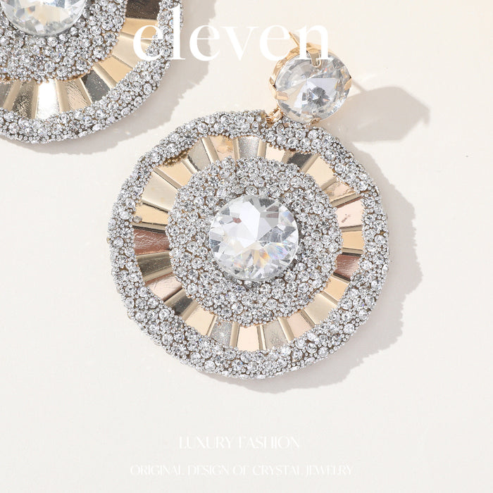 Vintage Rhinestone Circle Earrings - Fashionable Dangles with a Royal Flair