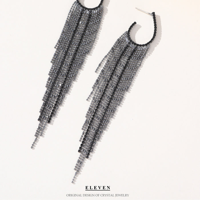 S925 Silver Needle Asymmetrical Tassel Earrings - Gold-Plated Statement Dangles for a Trendy Look