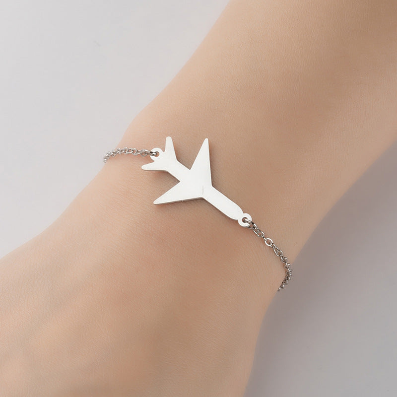 Airplane diamond blade pendant bracelet, Japanese and Korean geometric couple bracelet niche design