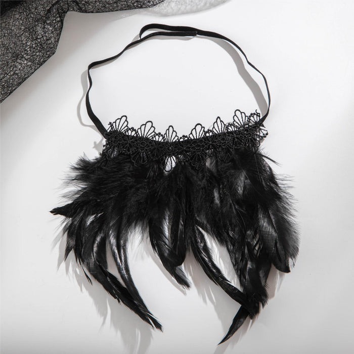 Gothic Punk Lace Feather Bracelet - Dark Style Jewelry for Women