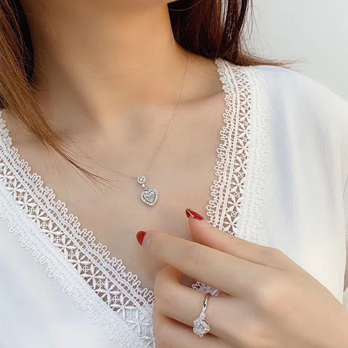 Simple rock sugar heart-shaped clavicle chain love necklace