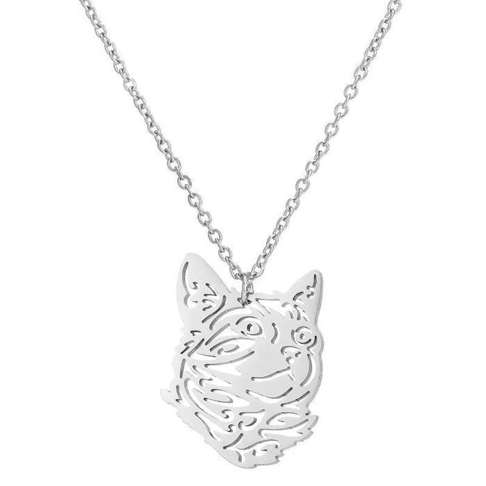 Kitten pet necklace, simple stainless steel animal clavicle chain ins niche design jewelry