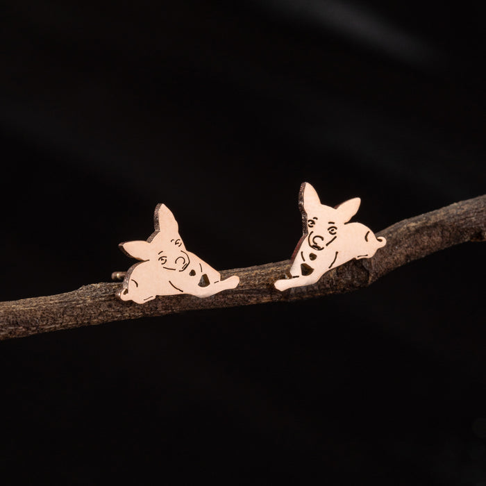 Dog Zodiac Stainless Steel Stud Earrings - Adorable and Playful Animal Jewelry