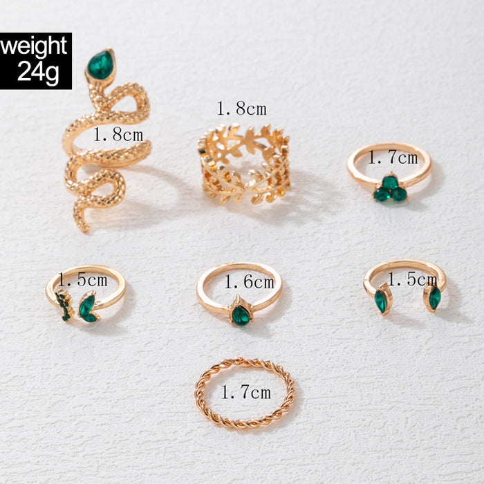 Simulated Gemstone Simple Four-Piece Ring Set