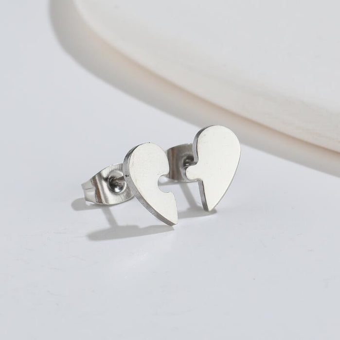 Key lock earrings, Korean and Japanese style sweet new geometric heart-shaped moon asymmetrical earrings wholesale