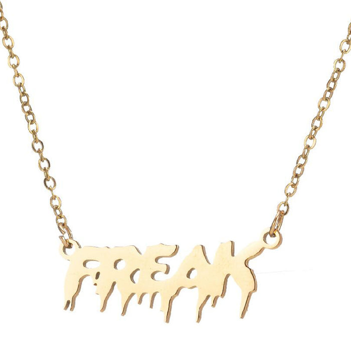 FREAK letter necklace, European and American stainless steel niche design clavicle chain ins accessories wholesale