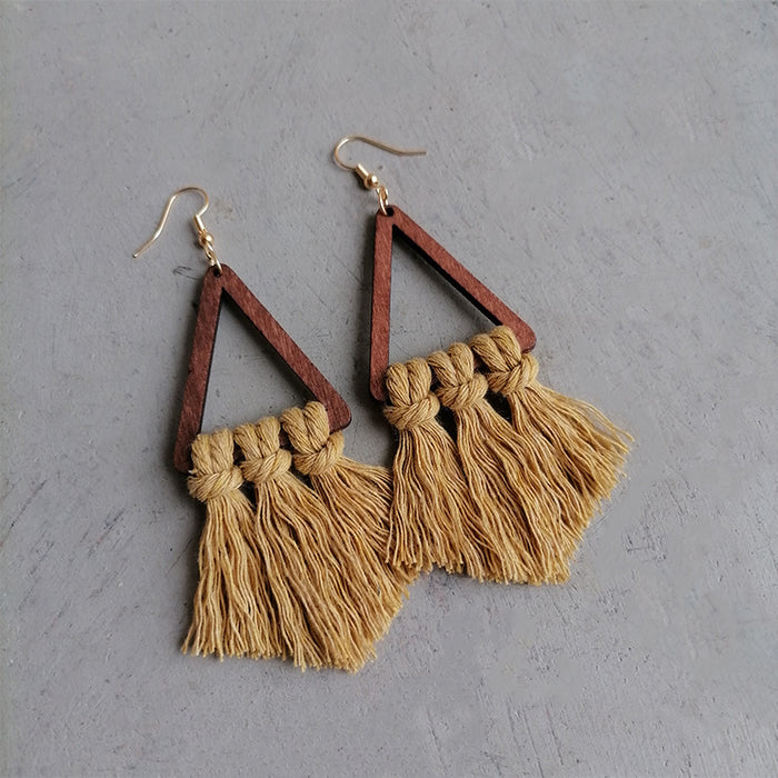 Summer Tassel Earrings with Morandi Color and Triangle Design