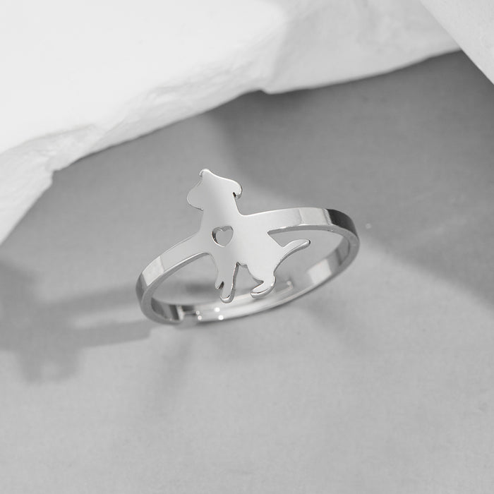 Hollow love life Xiaogou ring, European and American style stainless steel open ring wholesale