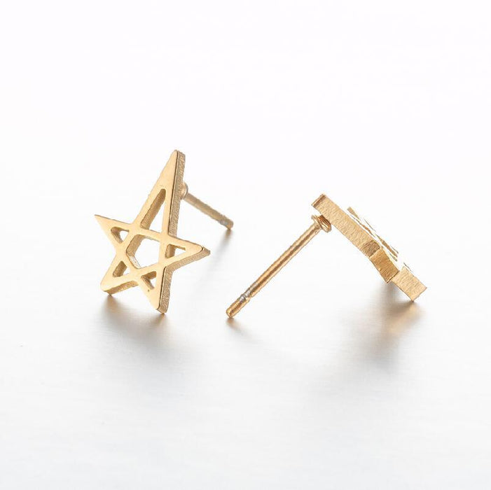 Pendientes de acero inoxidable con forma de estrella: joyas geométricas sencillas y elegantes