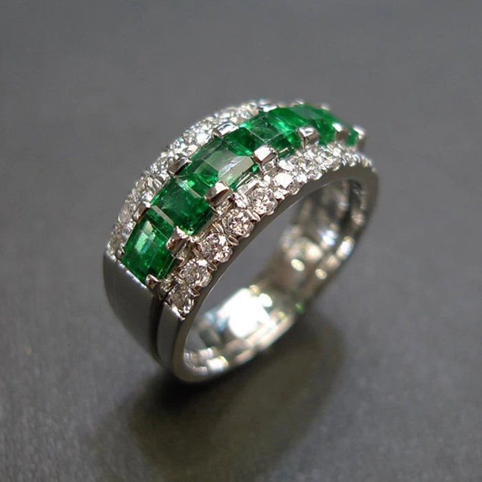 Half circle diamond ring for women hip-hop style all-match ring