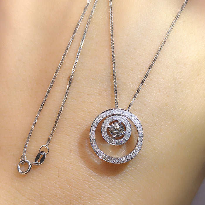 Hollow full diamond pendant necklace with ordinary chain