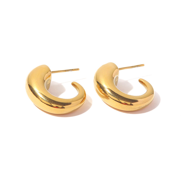 Pendientes de oro de 18 quilates con forma irregular: aros minimalistas en forma de C para mujer