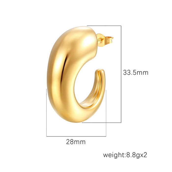 Pendientes geométricos en forma de C Pendientes nicho de acero inoxidable en oro de 18 quilates