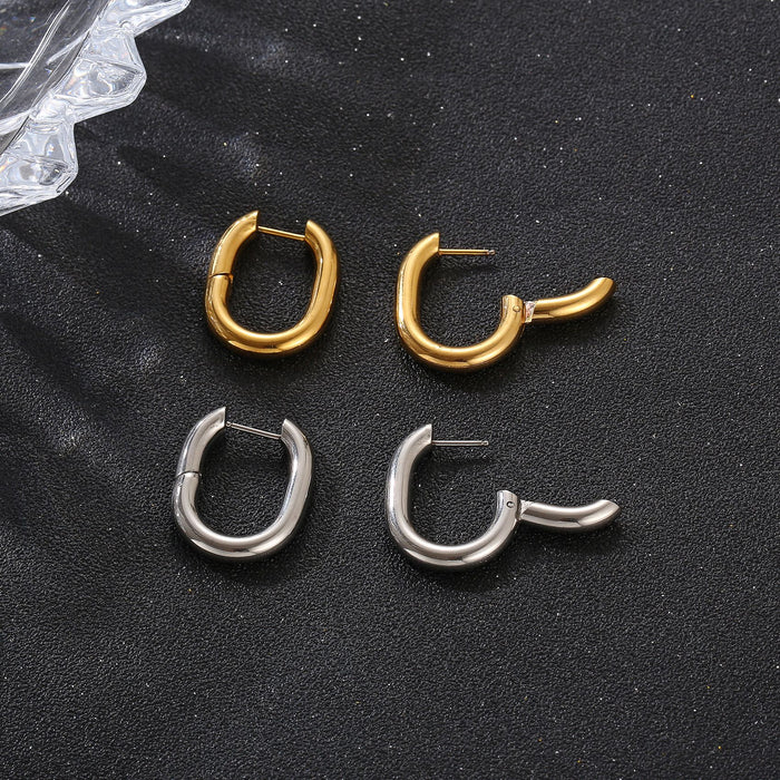 Pendientes sencillos en forma de U Pendientes de acero de titanio bañados en oro de 14K