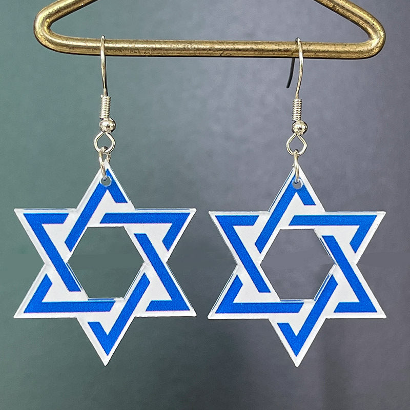 Hanukkah Candle Star Elf Acrylic Earrings - wallojewerly 