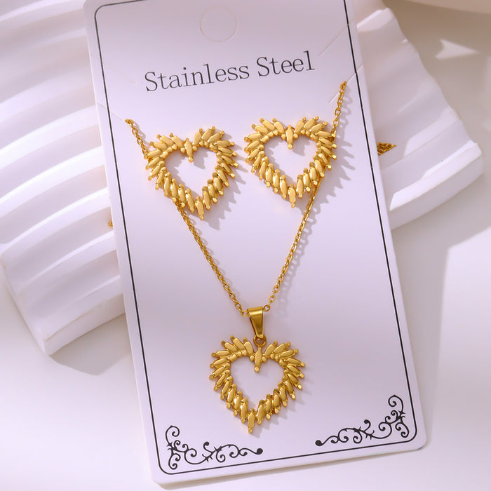 Wholesale 304 stainless steel hydraulic gold-plated earrings and necklace sets - wallojewerly 