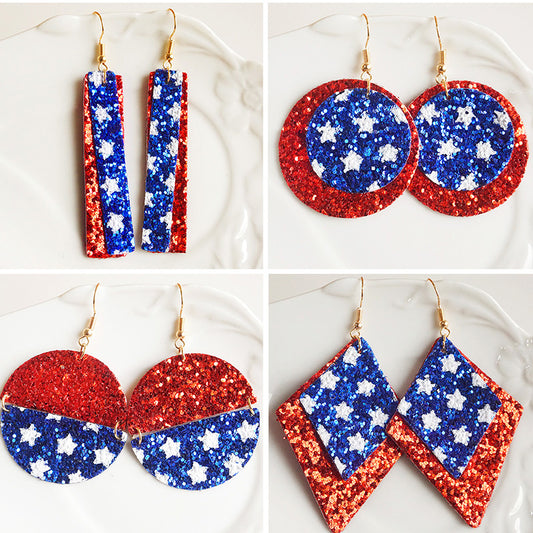 American Flag Star Earrings in Red, White, and Blue for Independence Day