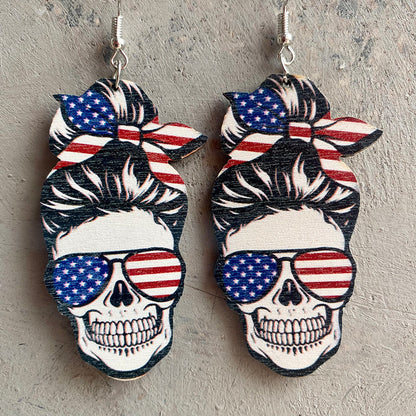 Wooden patriotic Independence Day earrings