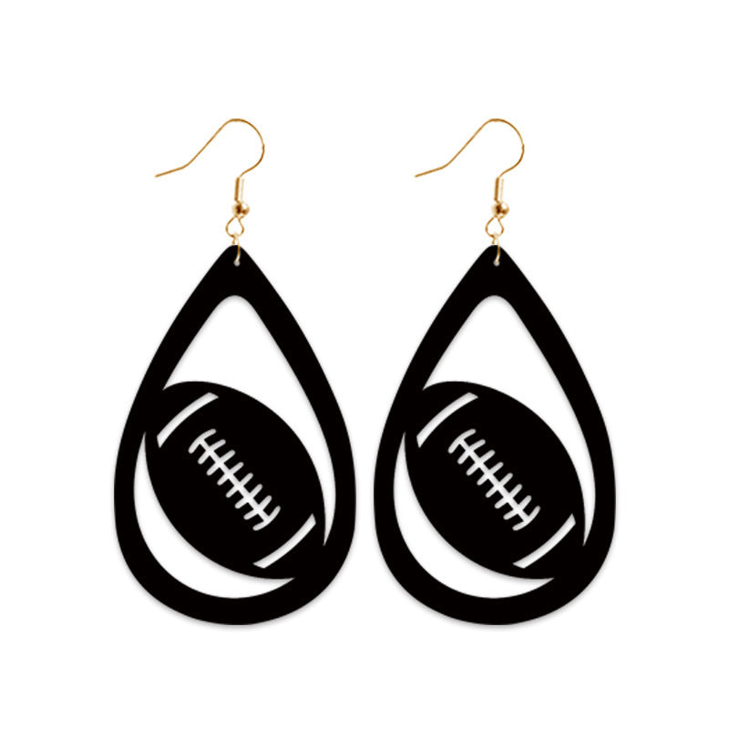 Vintage Sports Leather Earrings with Baseball, Basketball, Football, and Volleyball Designs