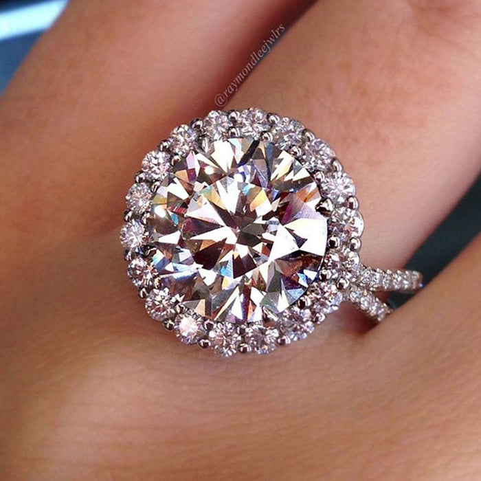 Shiny oversized zircon engagement ring wedding bridal ring