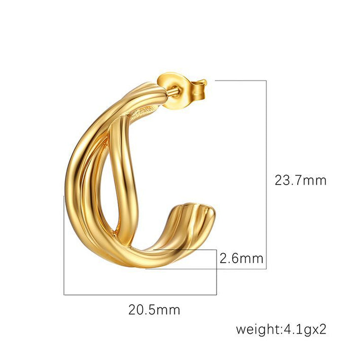 All-match rule earrings 18K gold stainless steel light luxury design