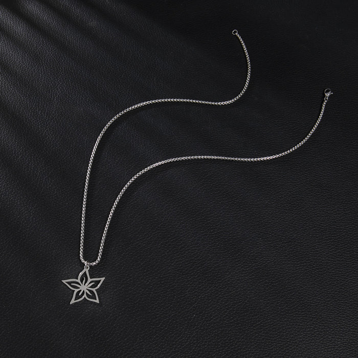 Five-pointed star flower pendant necklace, niche light luxury stainless steel simple temperament jewelry wholesale