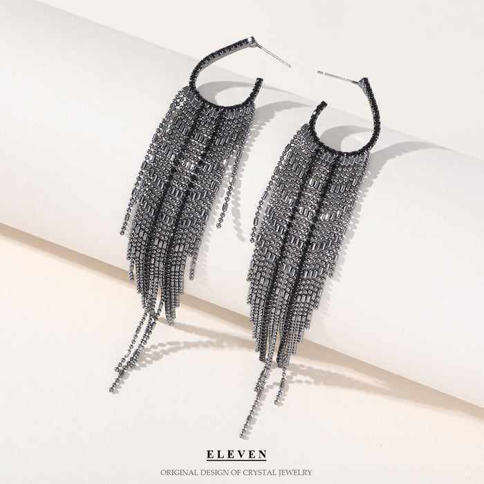 S925 Silver Needle Asymmetrical Tassel Earrings - Gold-Plated Statement Dangles for a Trendy Look