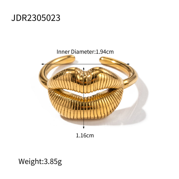 18K Gold Stainless Steel Serpent-Style Ring with Wave Pattern