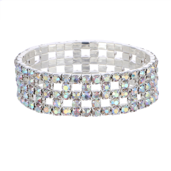 Simple Rhinestone Bracelet - Elegant Cuff for Weddings and Special Occasions