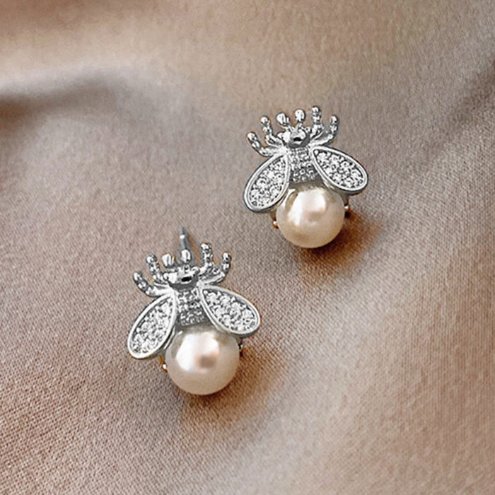 Bee imitation pearl earrings spring women's new style