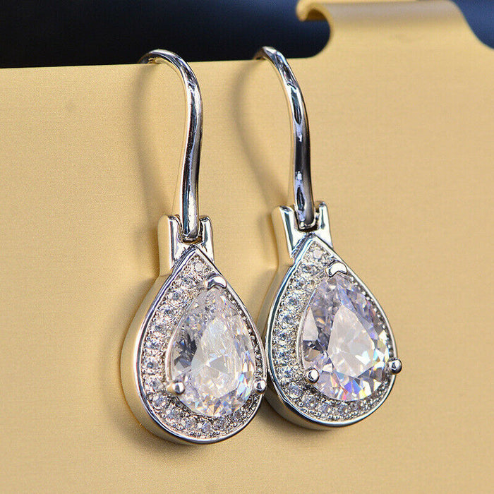 Temperament crystal water drop earrings for women all-match light luxury evening earrings