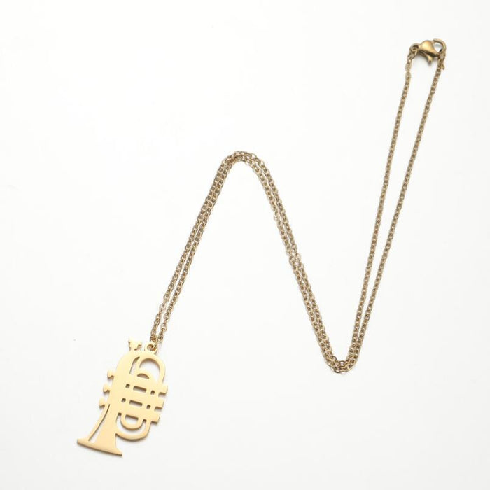 Collar con colgante de cuerno de carga de instrumento musical, cadena de clavícula de estilo ins versátil, accesorios femeninos transfronterizos