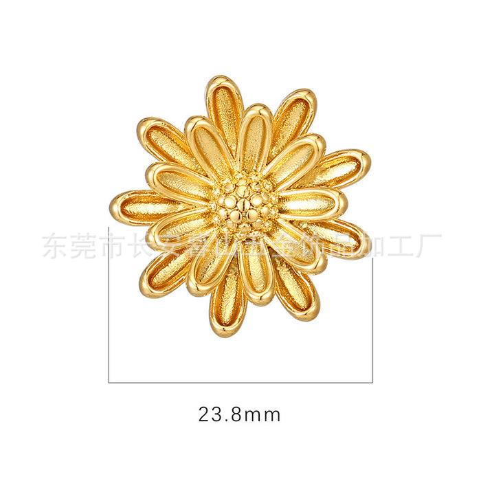 Chrysanthemum stainless steel earrings for women light luxury gold plated 18K earrings