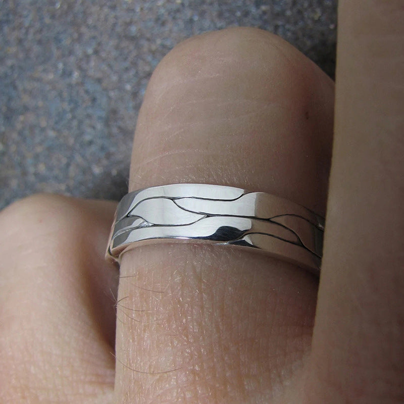 Retro domineering ring simple atmosphere texture ring