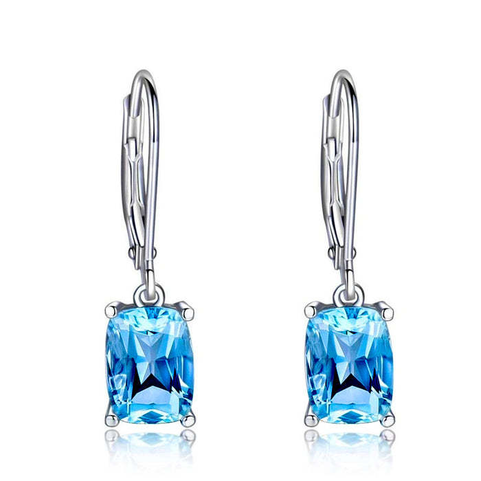 Blue Imitation Topaz Drop Earrings