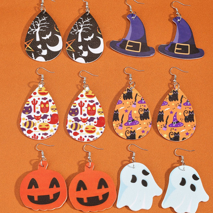 Wholesale Halloween Cartoon Stud Earrings Set - Spooky Pumpkin, Ghost & Bat Alloy Earring Multipack for Women