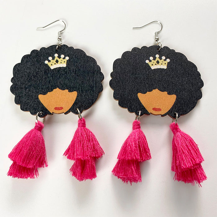 Wooden Crown Earrings