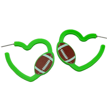 C-shaped acrylic heart basketball earrings - wallojewerly 