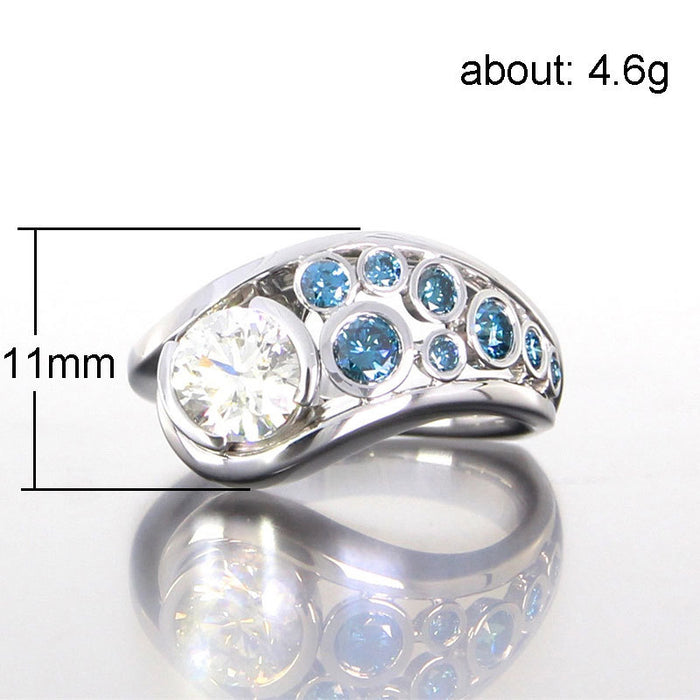 Geometric pattern hollow ring simple women's zircon design