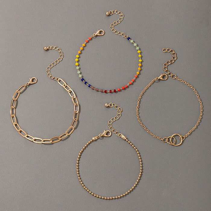 Bohemian Circle Chain Bracelet Set - Colorful Four-Piece Bead Bracelet