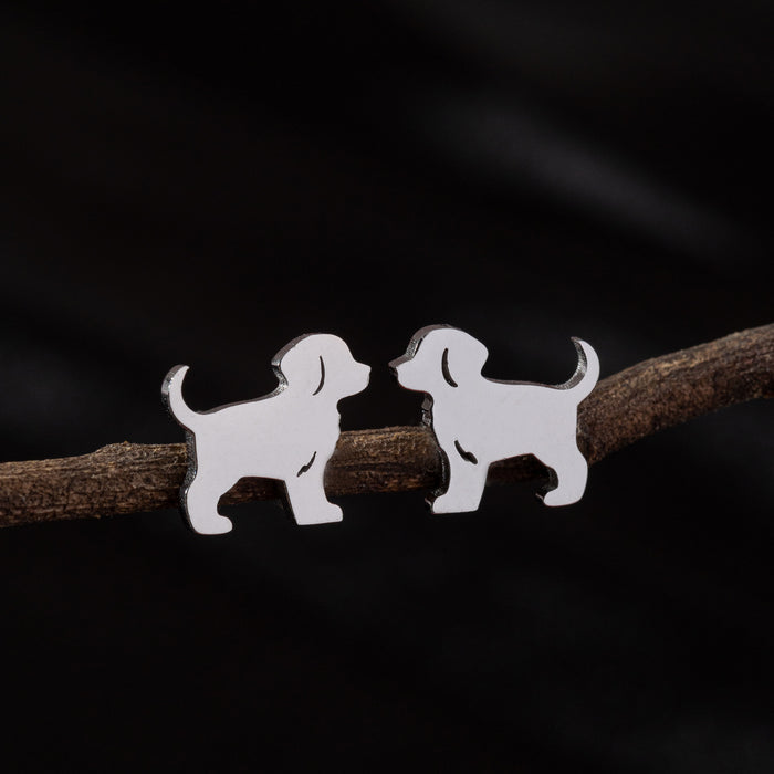 Pendientes asimétricos de acero inoxidable con forma de gato y perro: joyas de animales adorables y divertidas