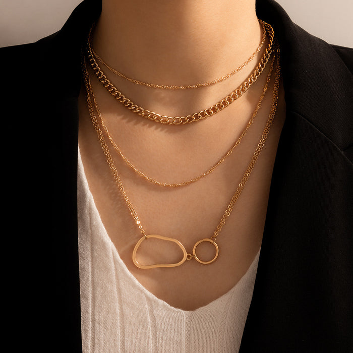 Punk Geometric Multi-Layer Necklace - Cool Minimalist Fashion for Women