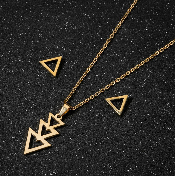 Love heartbeat electrocardiogram earrings necklace set, geometric star moon triangle pendant jewelry