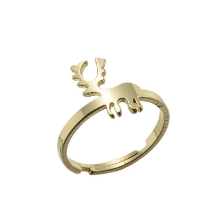 Anillos de alce navideño, venta al por mayor de lindos anillos abiertos de animales pequeños