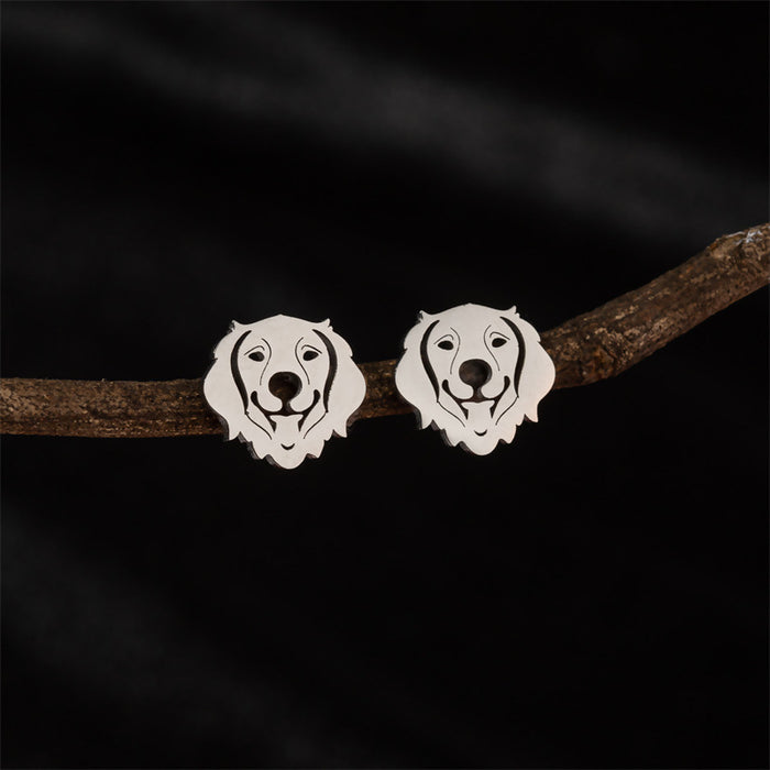 Pet Dog Head Stainless Steel Stud Earrings - Unique and Stylish Jewelry