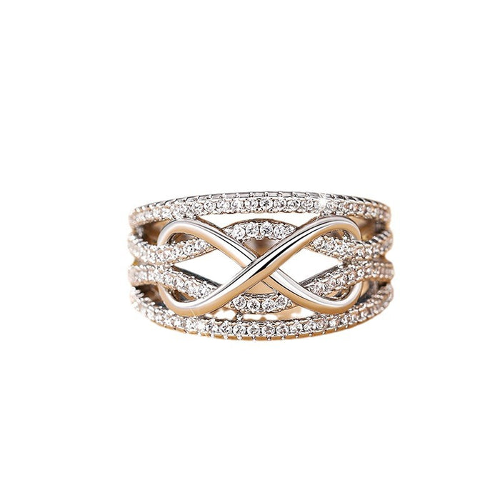 Hollow 8-shaped ring fashionable contrast color infinite love character index finger ring