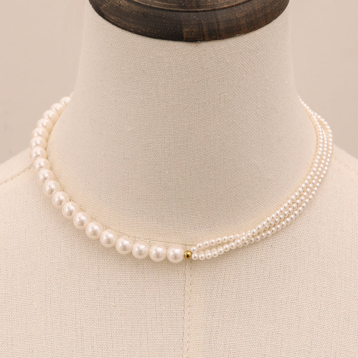 Stainless steel pearl necklace niche light luxury clavicle chain titanium steel necklace cross-border