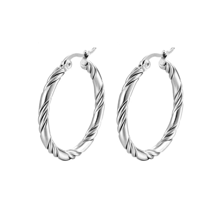 Twisted Wire Round Earrings, Stainless Steel Titanium Steel 316 Women's Ear Clip Earrings