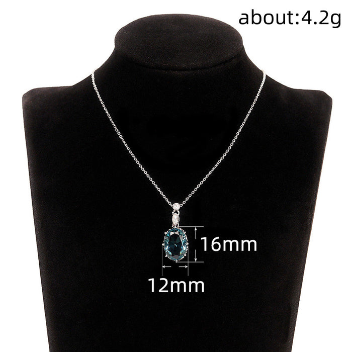 Light sea blue zircon necklace, fashionable pendant clavicle chain