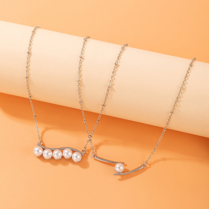 Luxury Pearl and Geometric Chain Necklace Set - Two Pieces